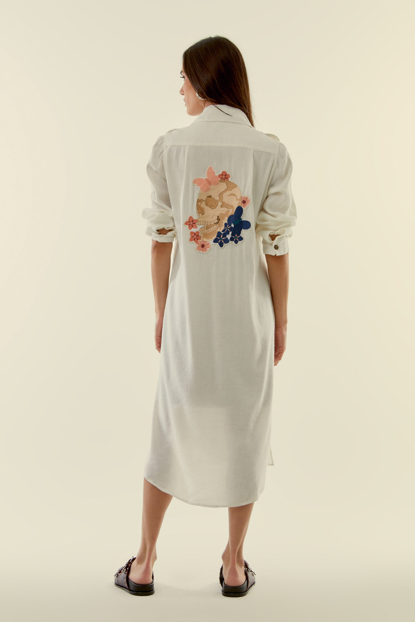 VESTIDO CHEMISE CAVEIRA FLOWER