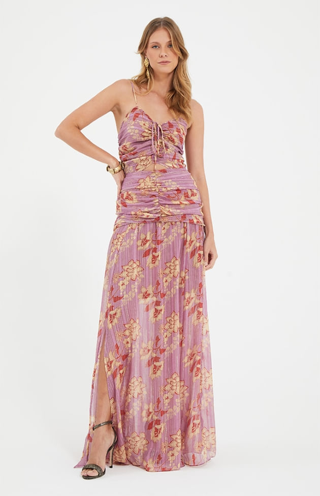 VESTIDO DRAP ESTAMPA VIOLET