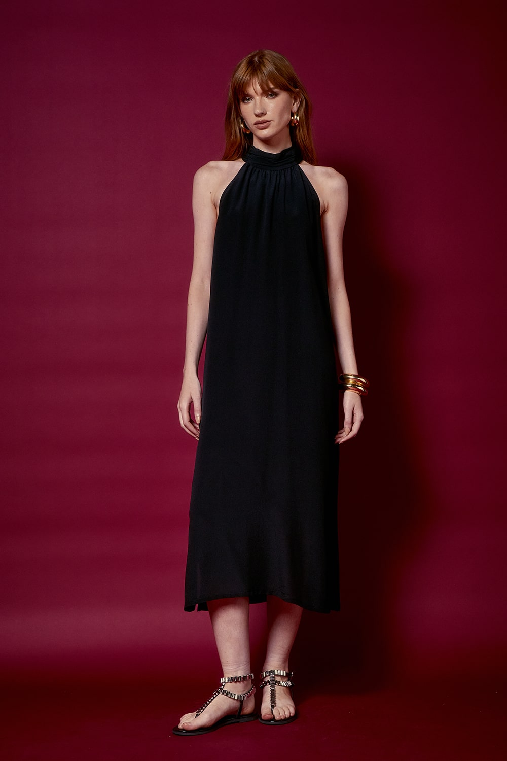 VESTIDO DECOTE CAVA SEDA