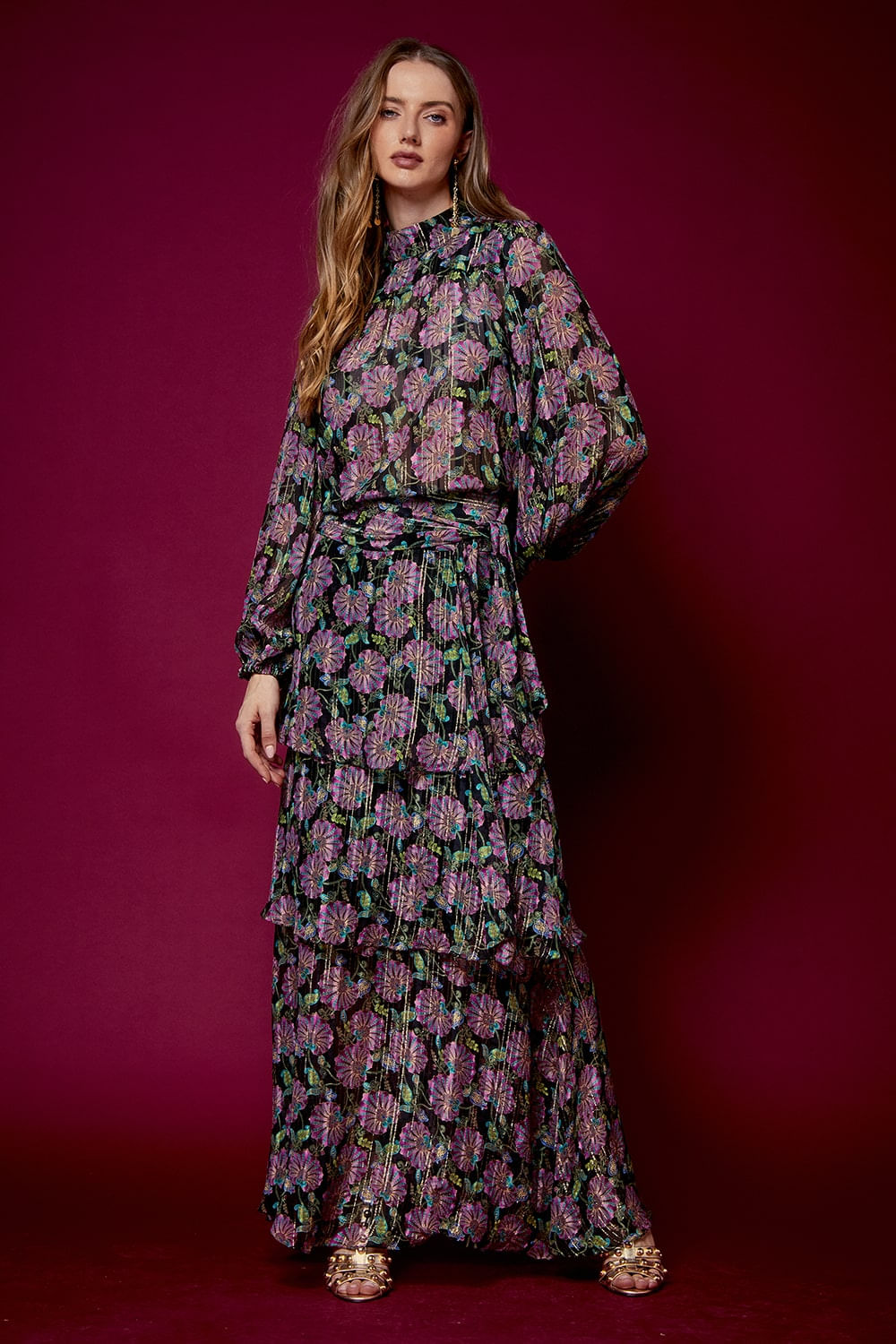 CONJUNTO NOITE ESTAMPA EDDA LUREX