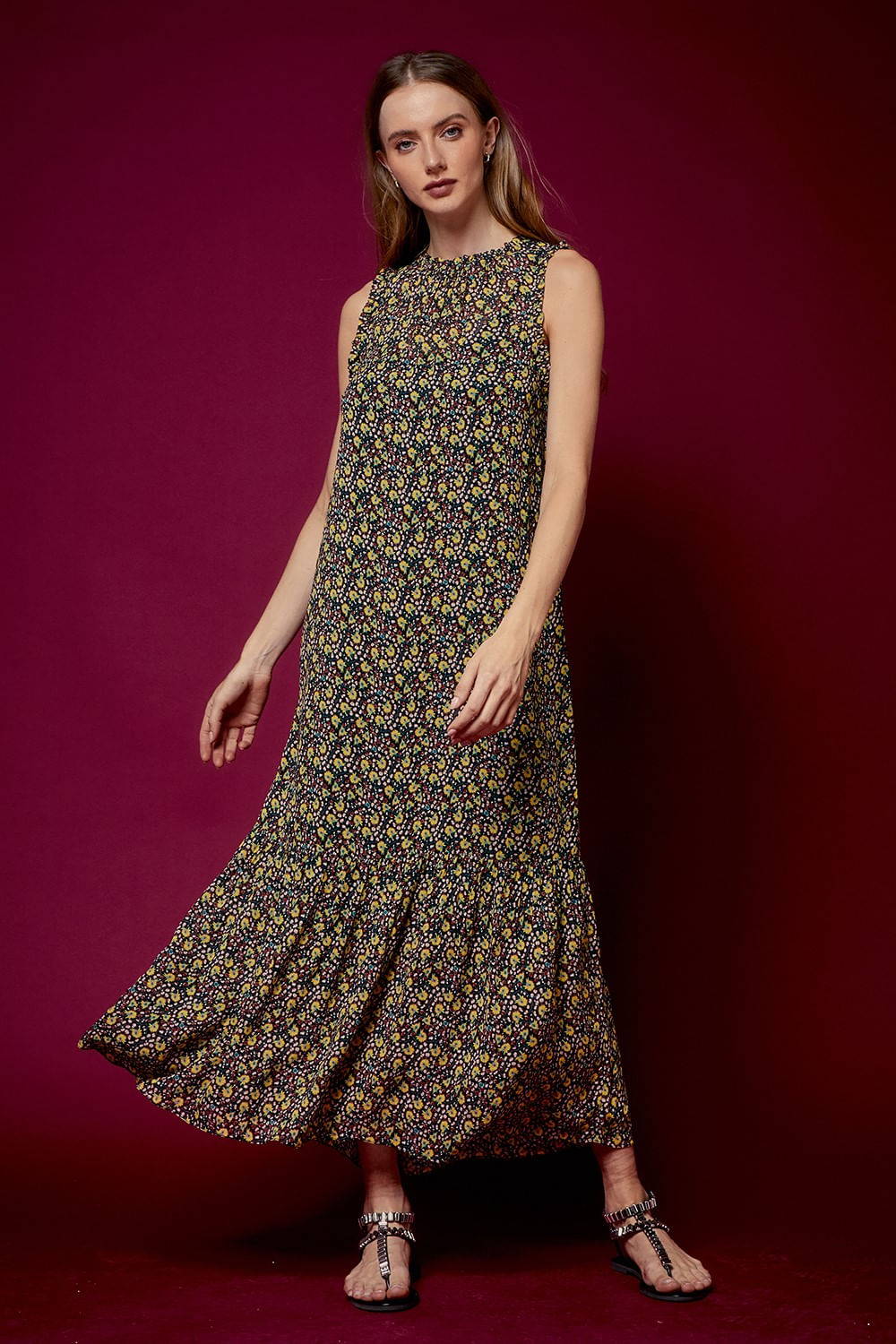 VESTIDO ESTAMPA LIV COM FAIXA