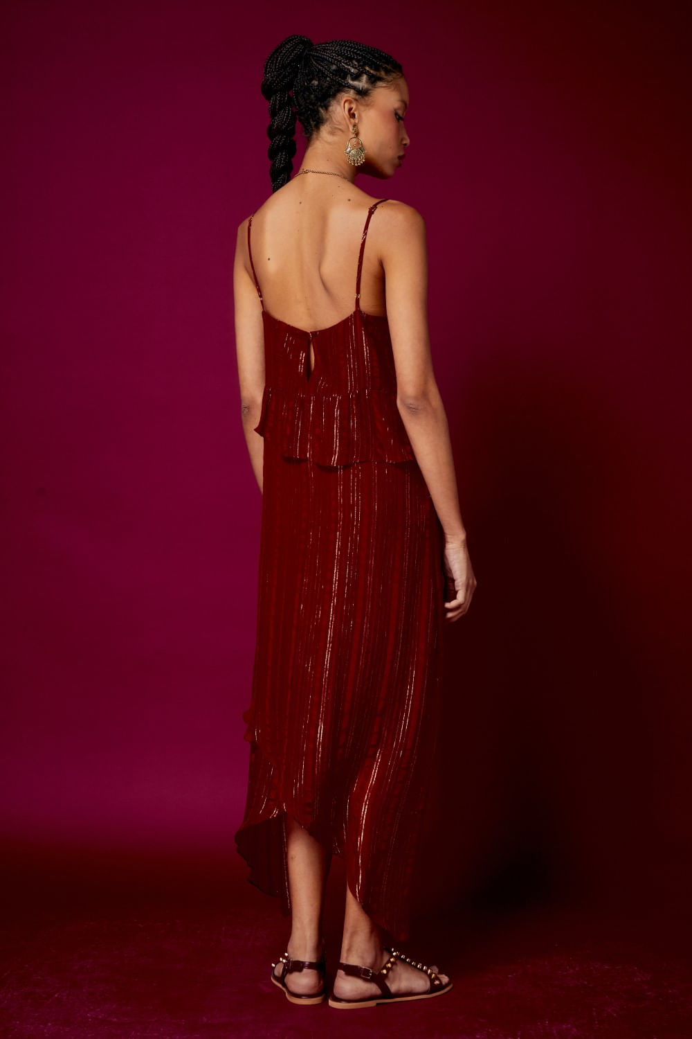 VESTIDO DECOTE BABADOS LUREX