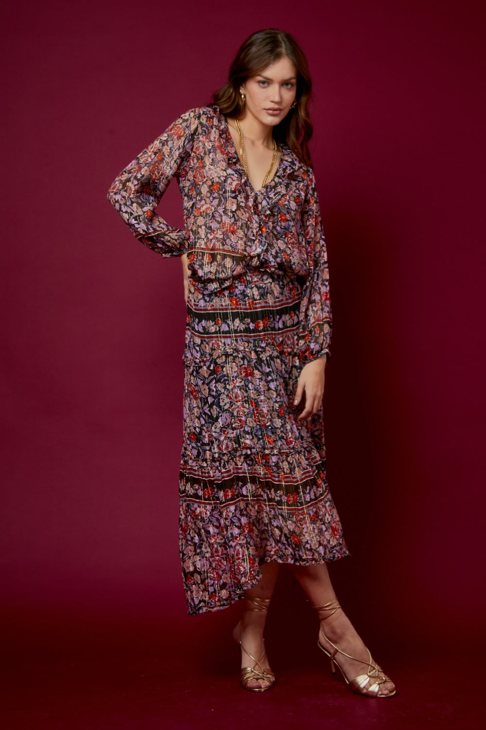 SAIA MIDI ESTAMPA PIZ LUREX