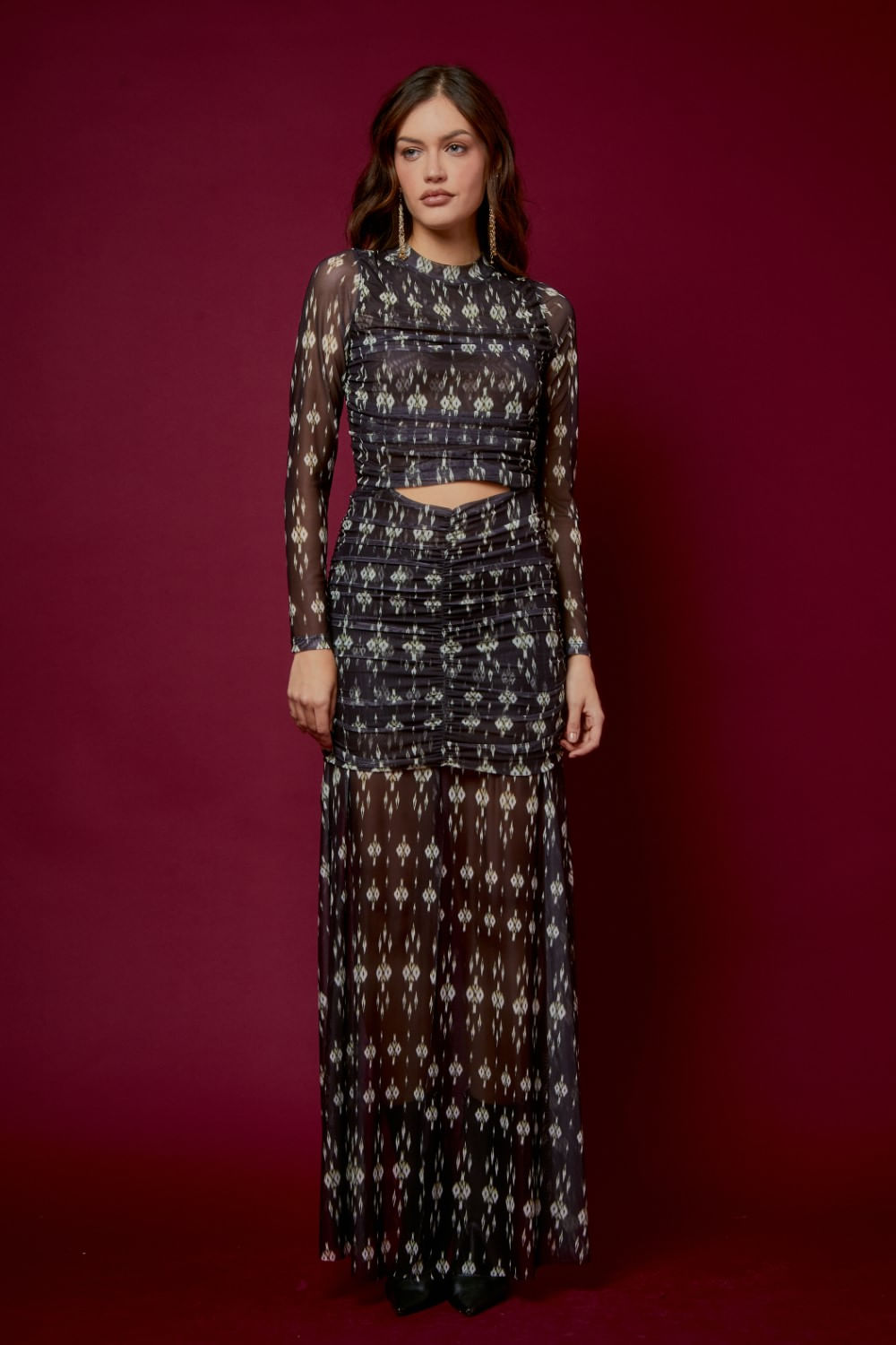 VESTIDO LONGO ESTAMPA TARI TULE