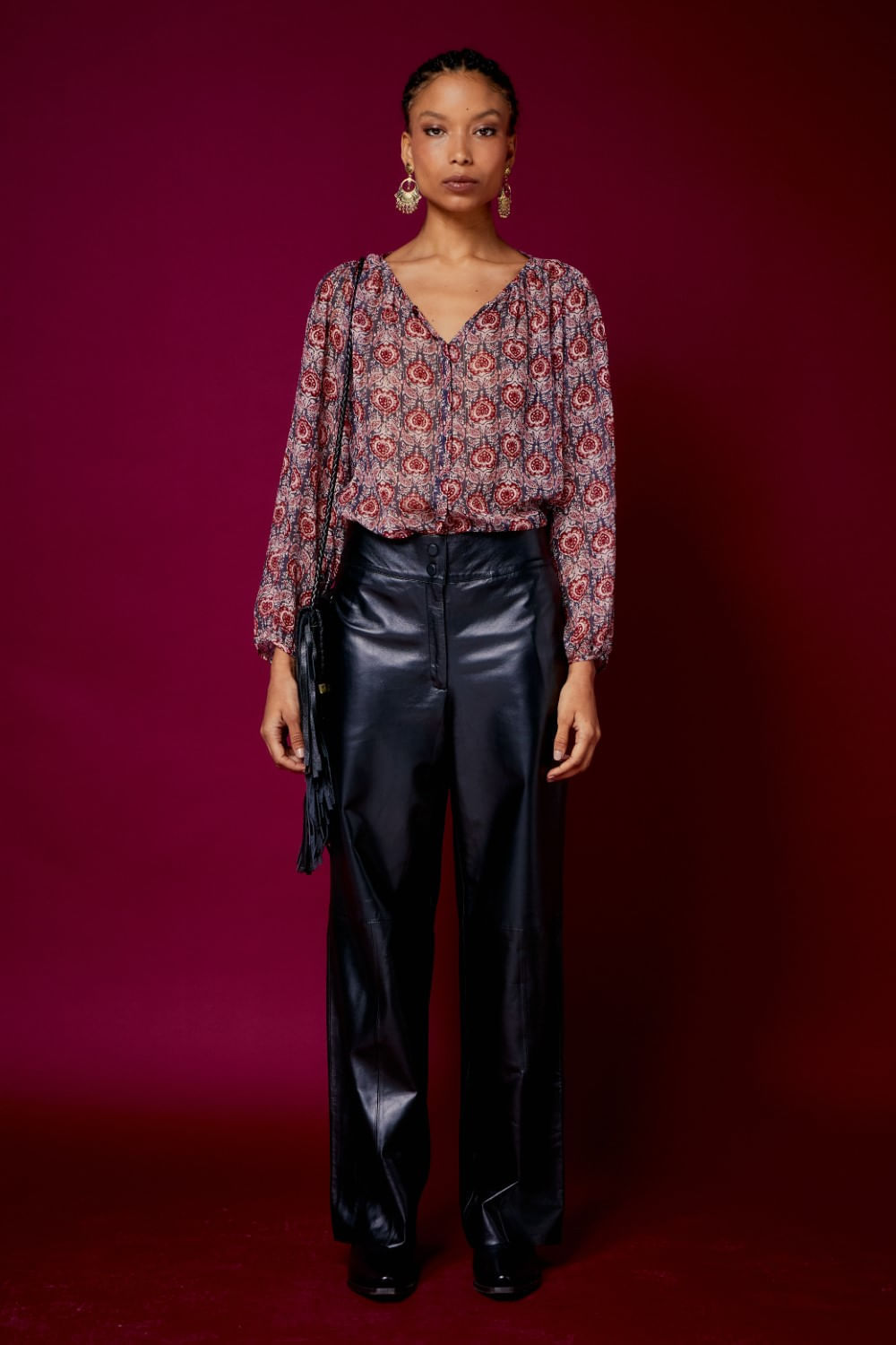 CALÇA WIDE LEG COURO