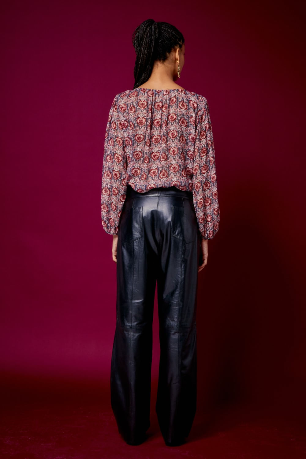 CALÇA WIDE LEG COURO