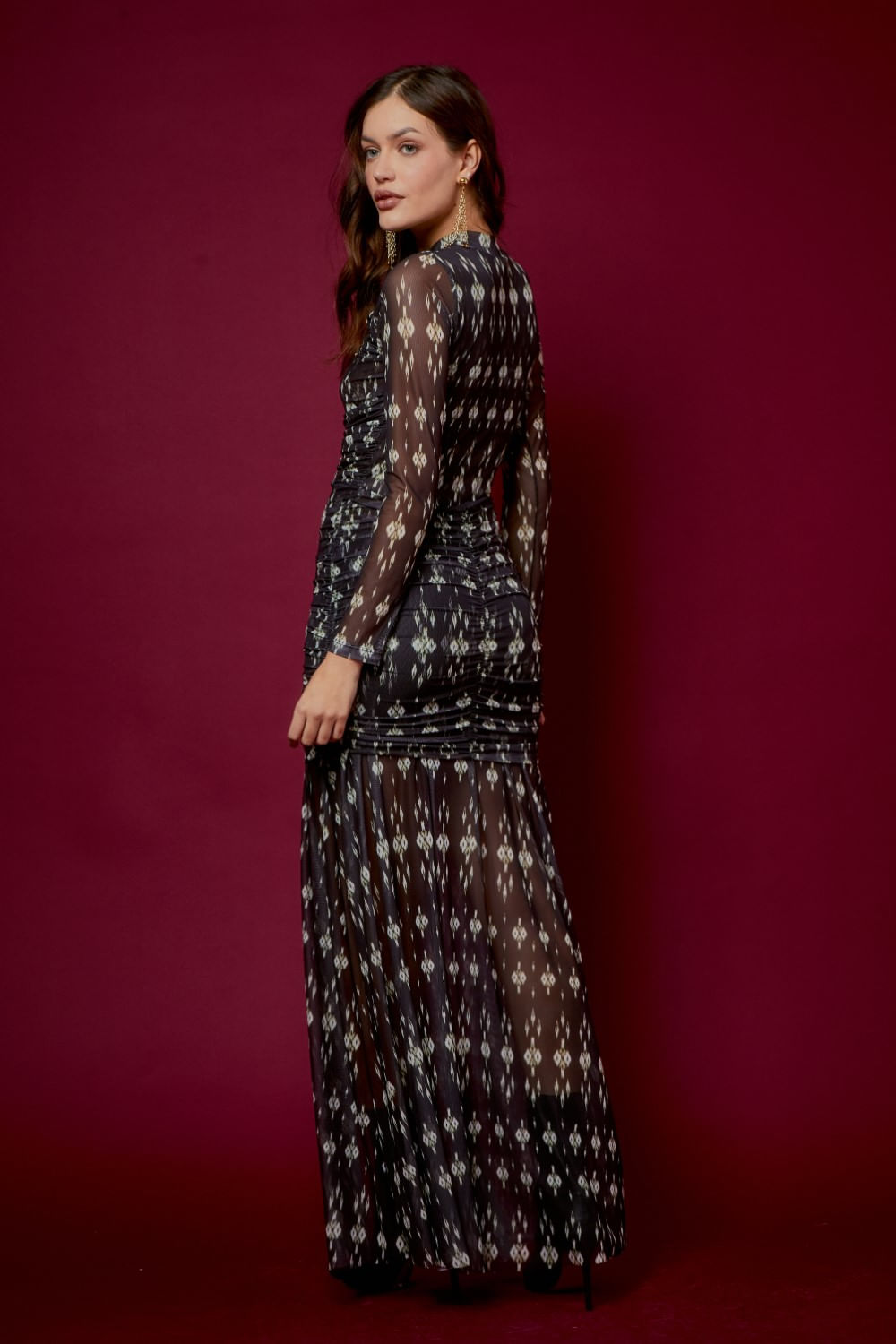 VESTIDO LONGO ESTAMPA TARI TULE
