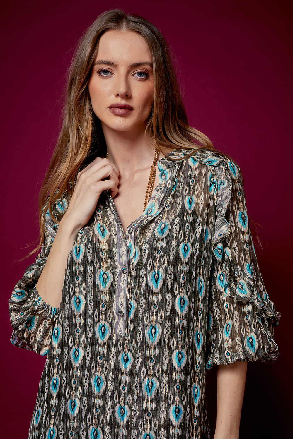 VESTIDO ESTAMPA BELIA LUREX
