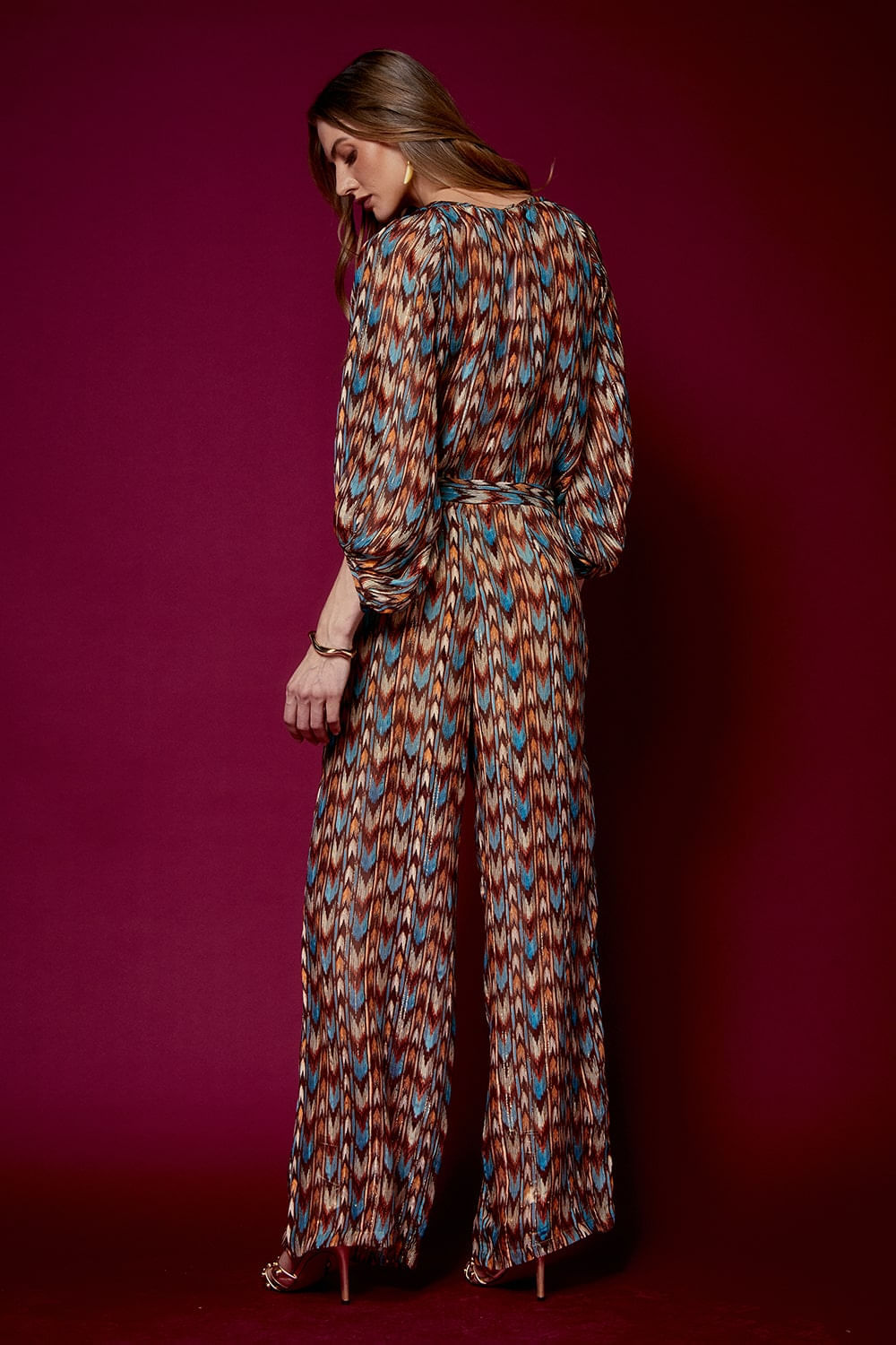 CALÇA FAIXA ESTAMPA NADI LUREX