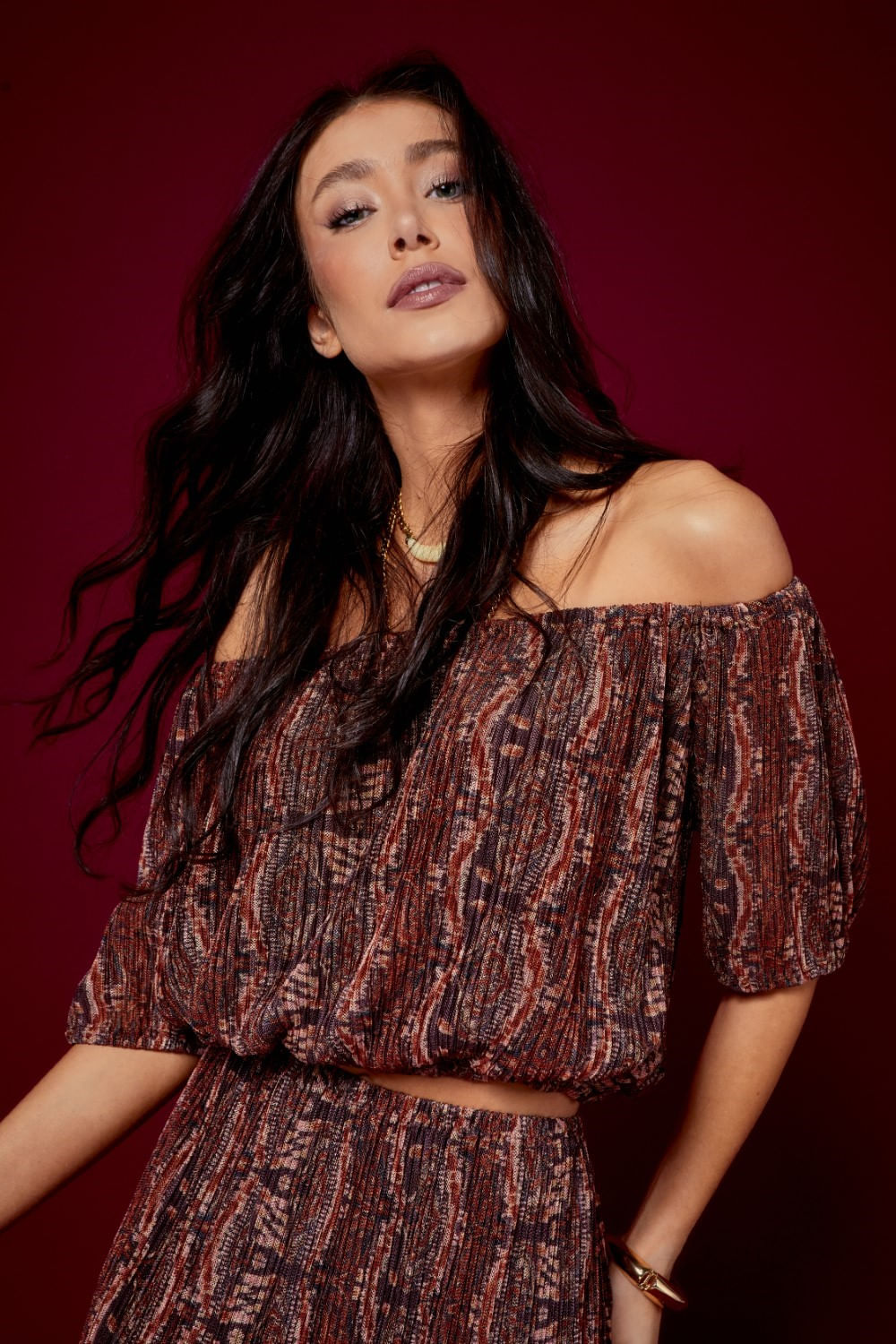 BLUSA PLISSE ESTAMPA ERDEN