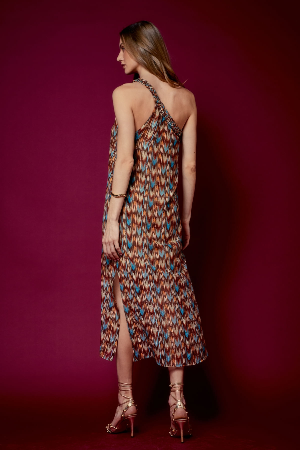 VESTIDO TRANÇA ESTAMPA NADI LUREX