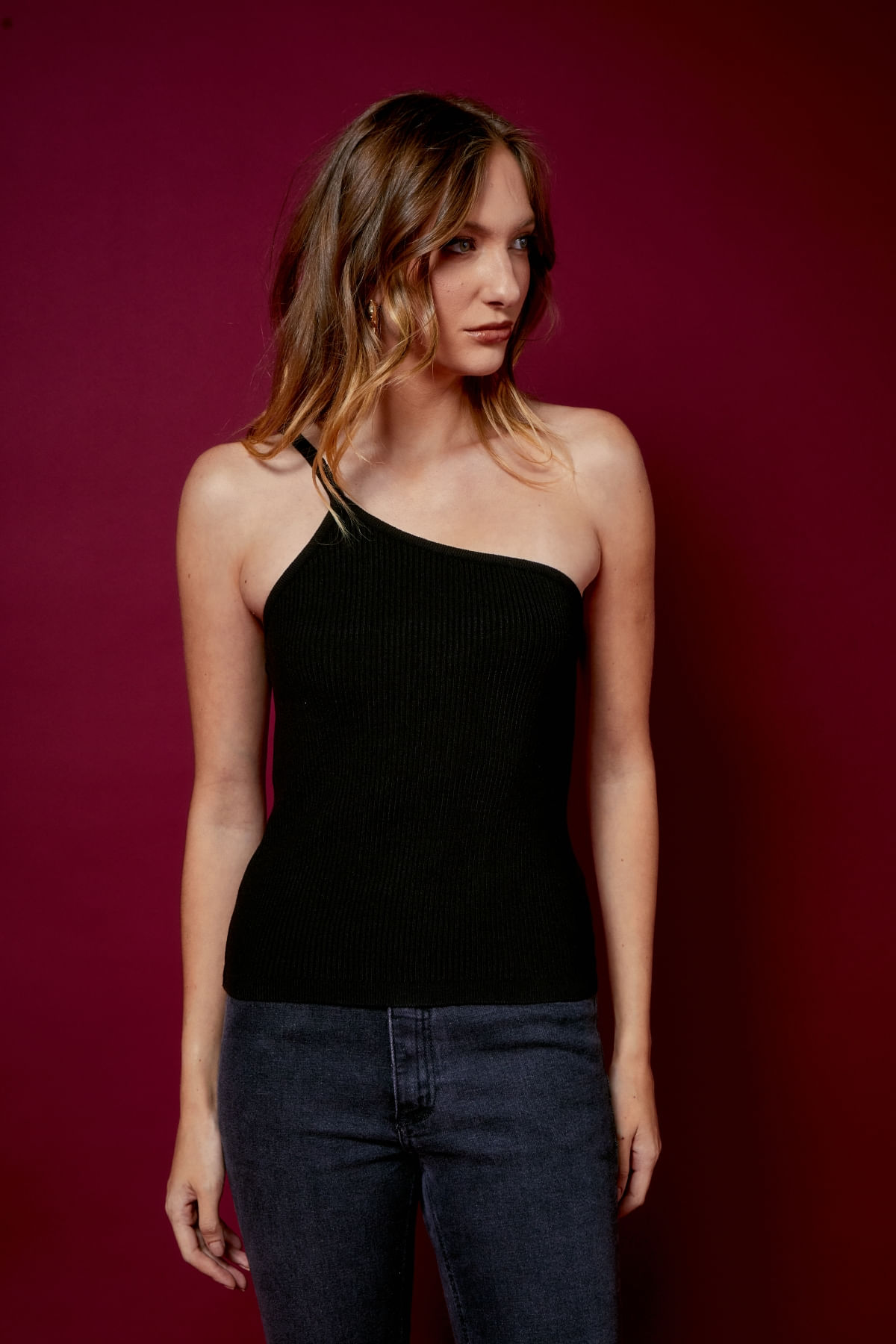 BLUSA 1 OMBRO TRICOT