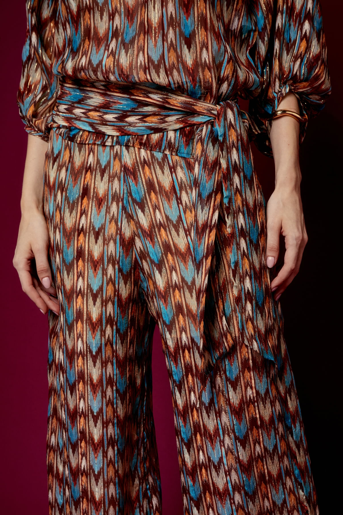 CALÇA FAIXA ESTAMPA NADI LUREX