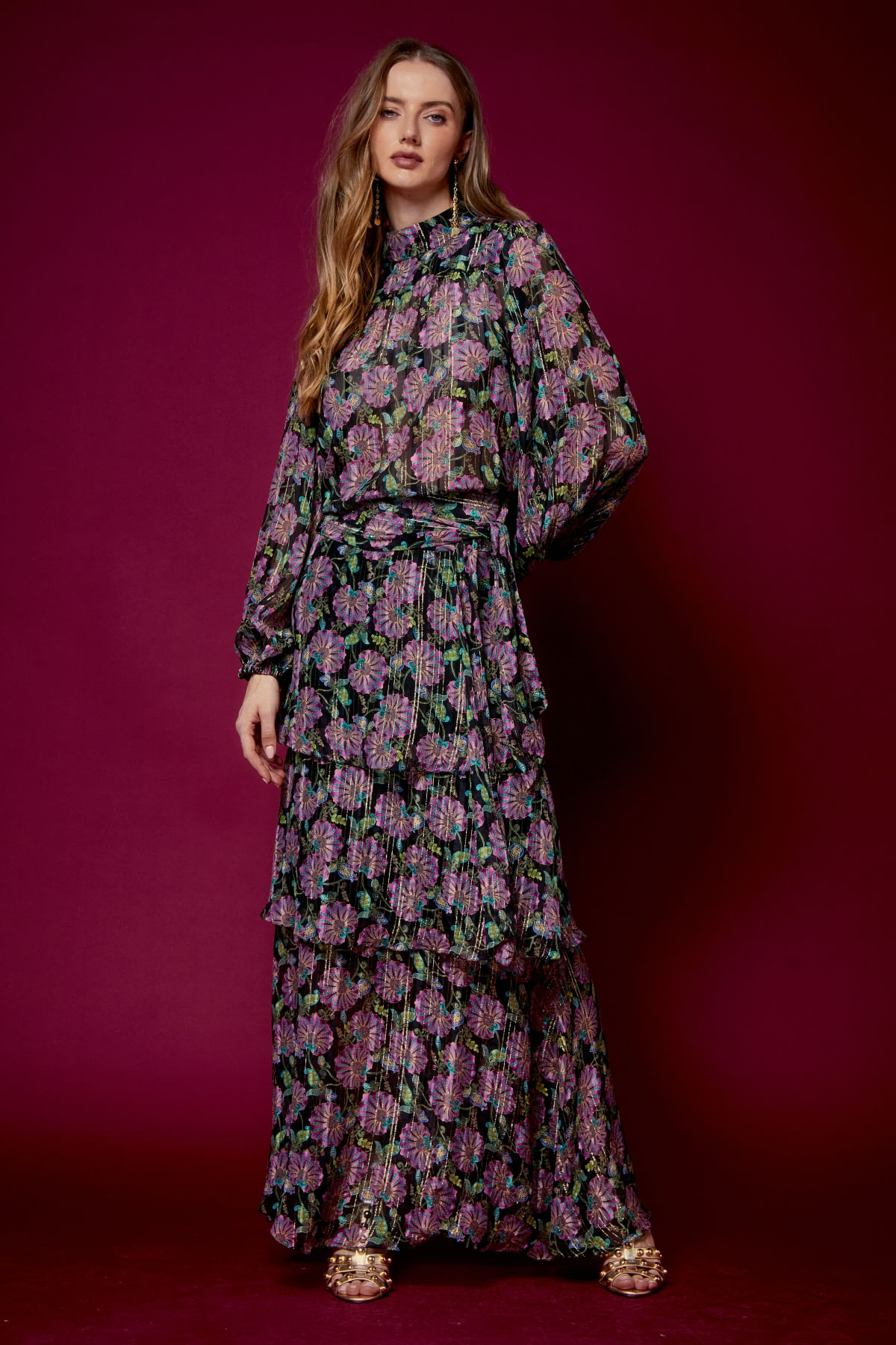 CONJUNTO NOITE ESTAMPA EDDA LUREX