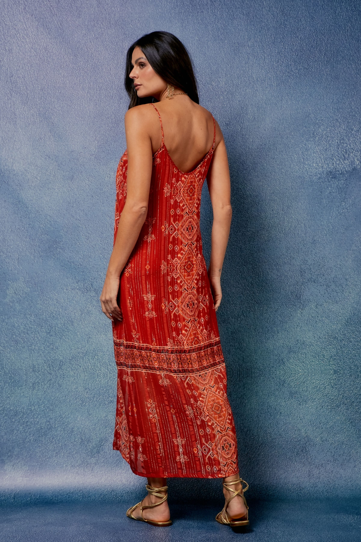 VESTIDO MIDI ESTAMPA SAMAR LUREX
