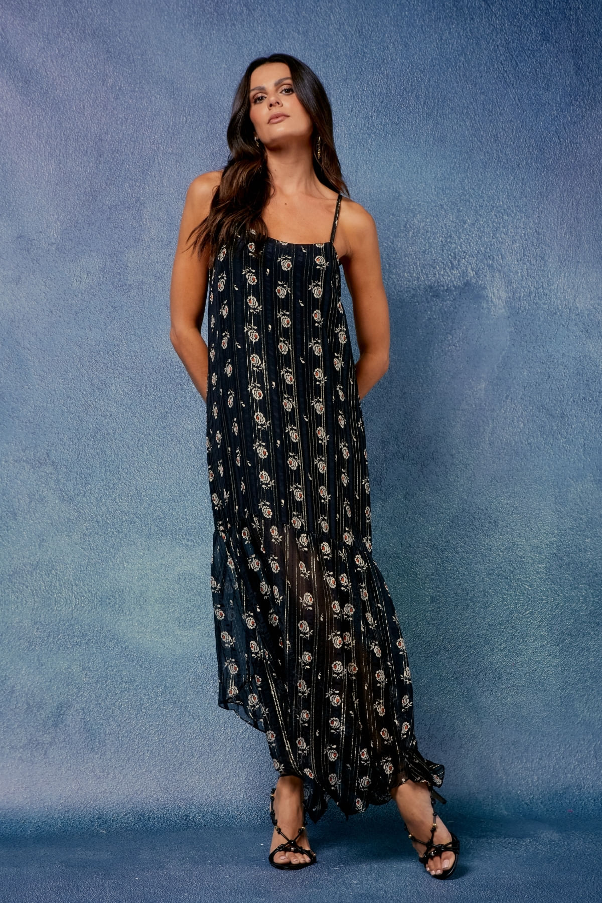 VESTIDO MIDI ESTAMPA MELIA LUREX
