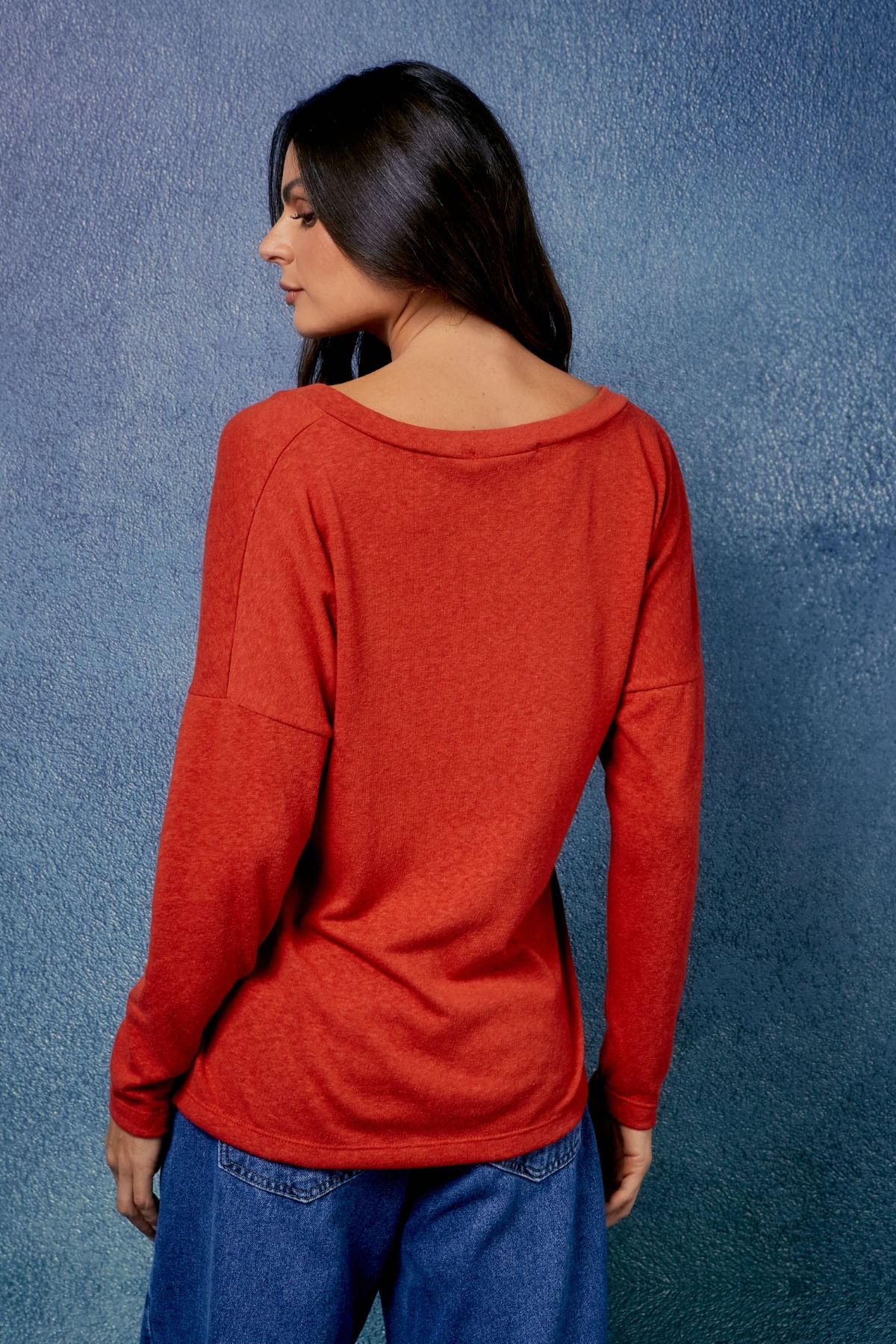 BLUSA DECOTE V MANGA LONGA