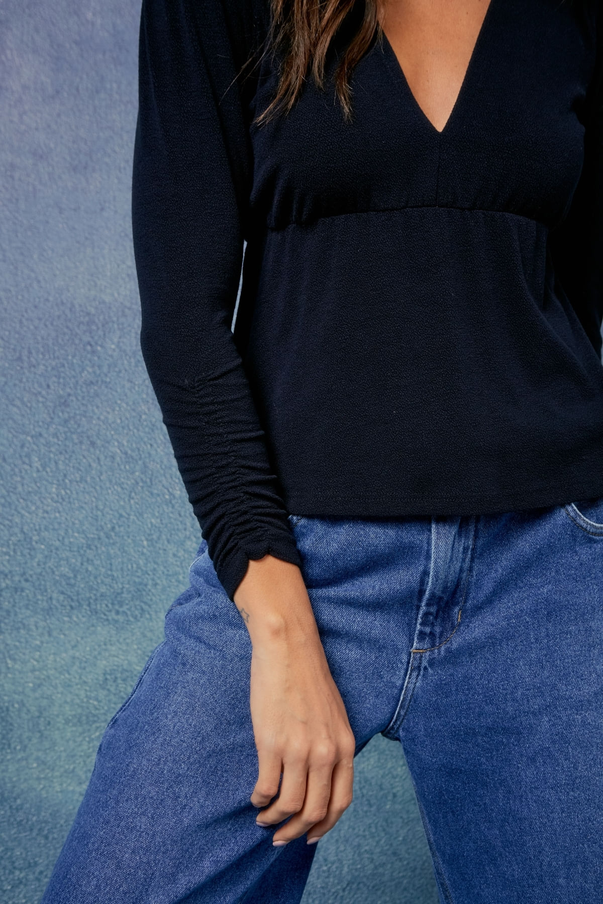 BLUSA DRAP MANGA