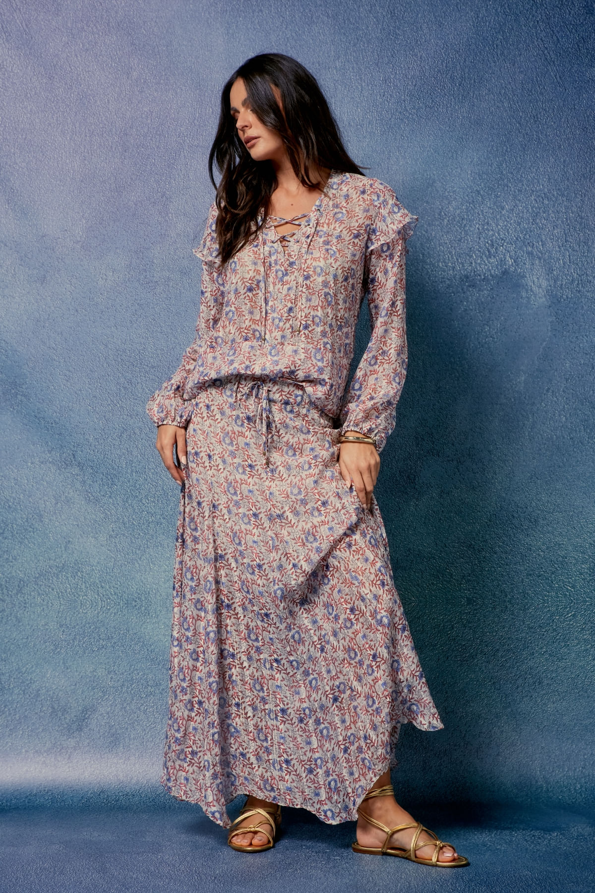SAIA MIDI ESTAMPA PUR LUREX